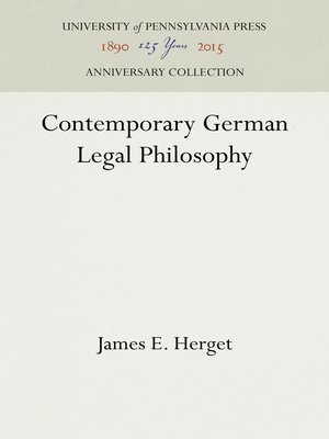 cover image of Contemporary German Legal Philosophy